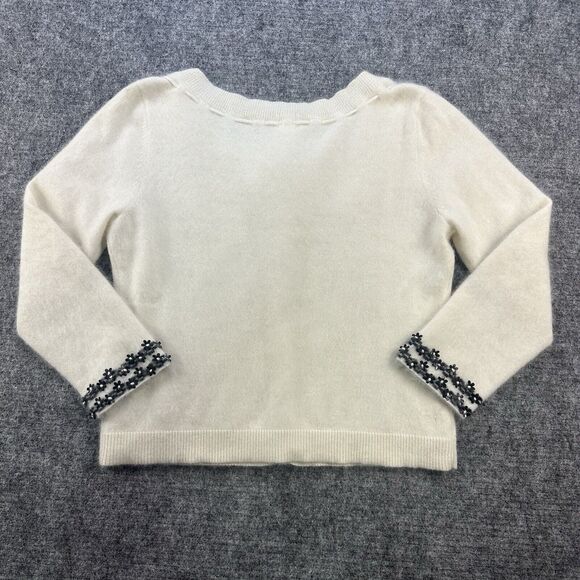 Vintage 90s Urban Outfitter Mohair Sweater Women Medium Cream Cardigan Coquette - Picture 10 of 14